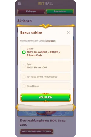 Bethall Casino Registrierung