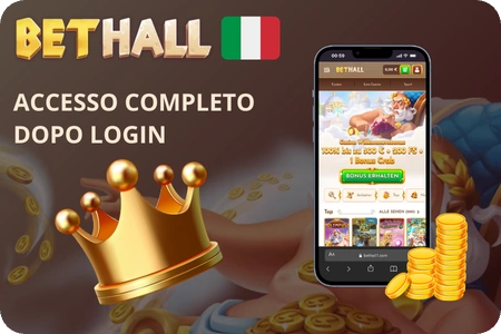 Dashboard completo dopo Bethall Login su Bethall Casino Italia