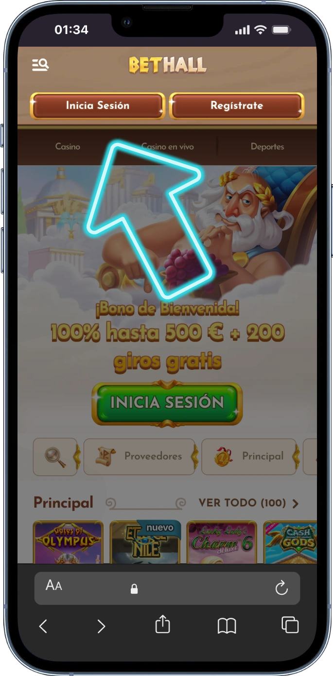 Botón entrar en bethall casino espana