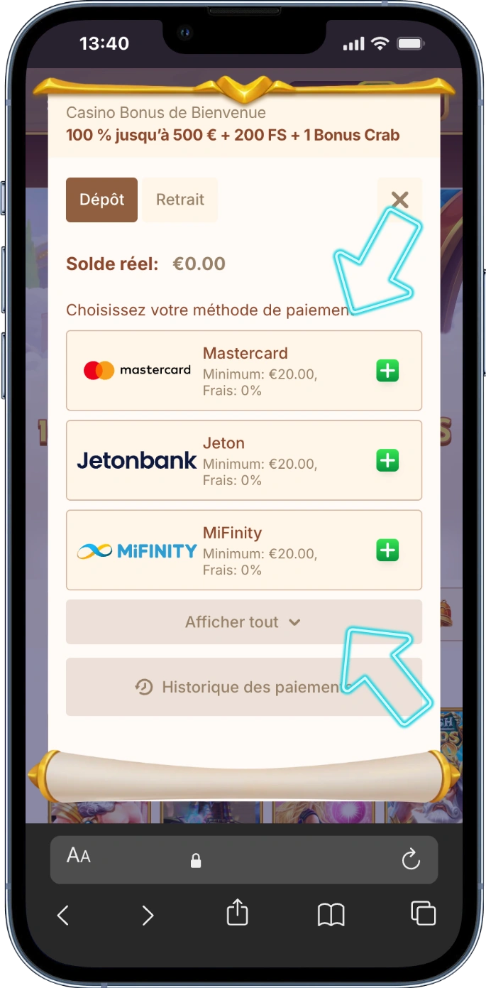 Choix du système de paiement bethall casino fr