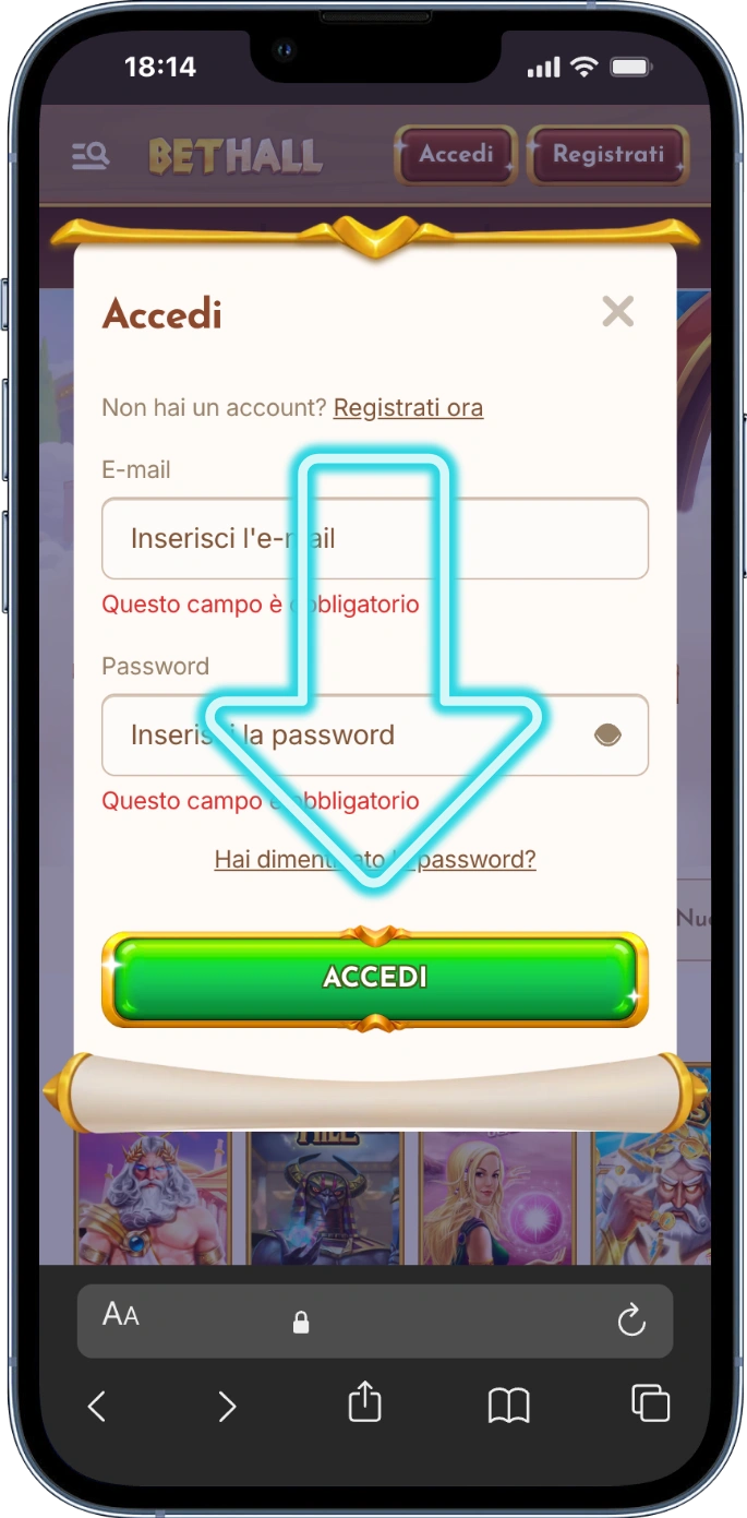 Registrazione Bethall accesso completo