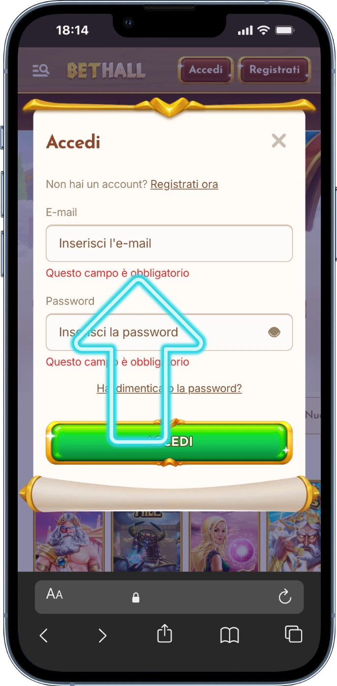 Bethall casino online inserimento email