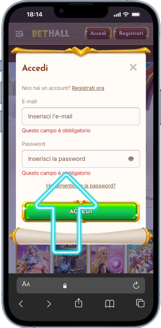 Casino Bethall inserimento password