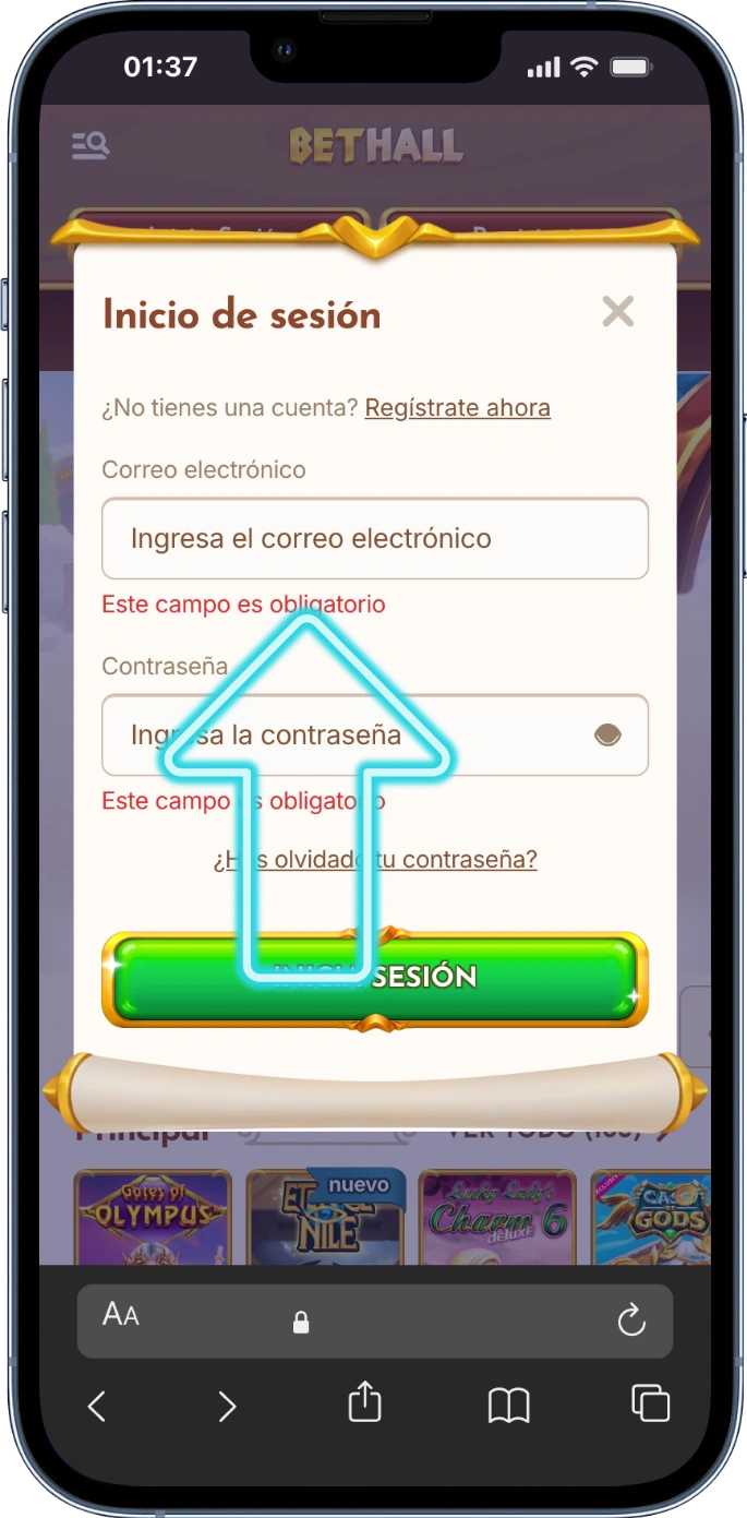Introduce email en bethall casino