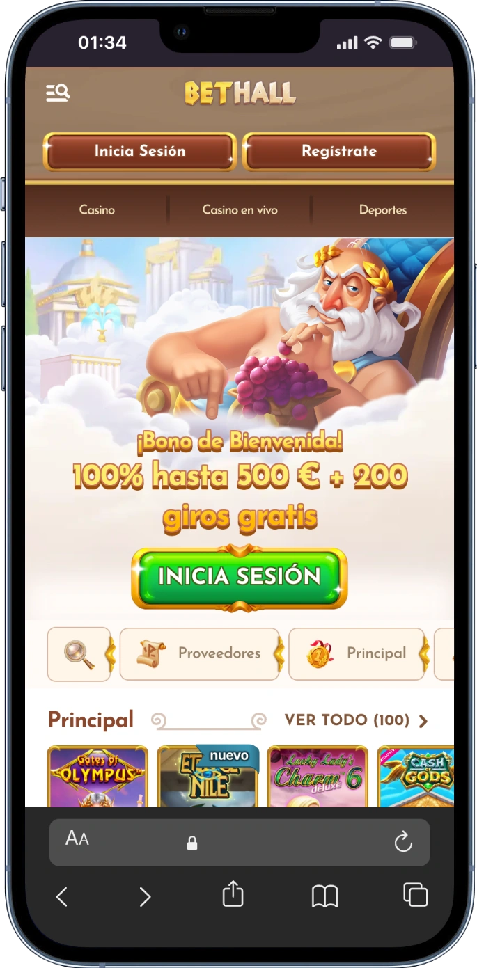 Página principal de bethall casino online