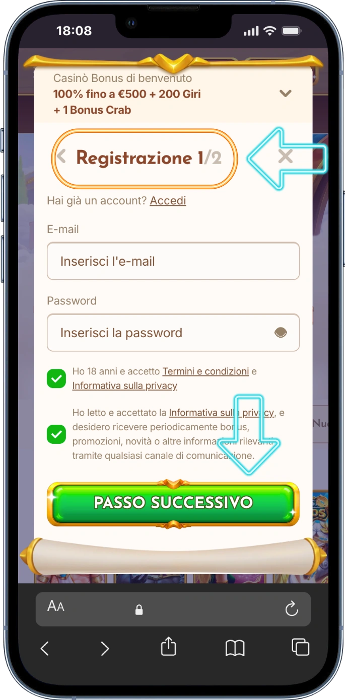 Bethall Casino online registrazione email password