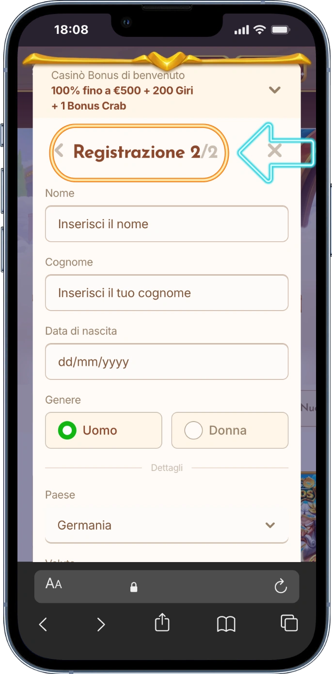Bethall dati personali registrazione