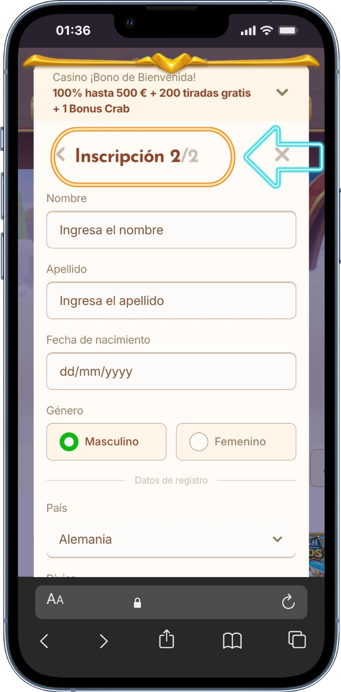 Datos personales en bethall login