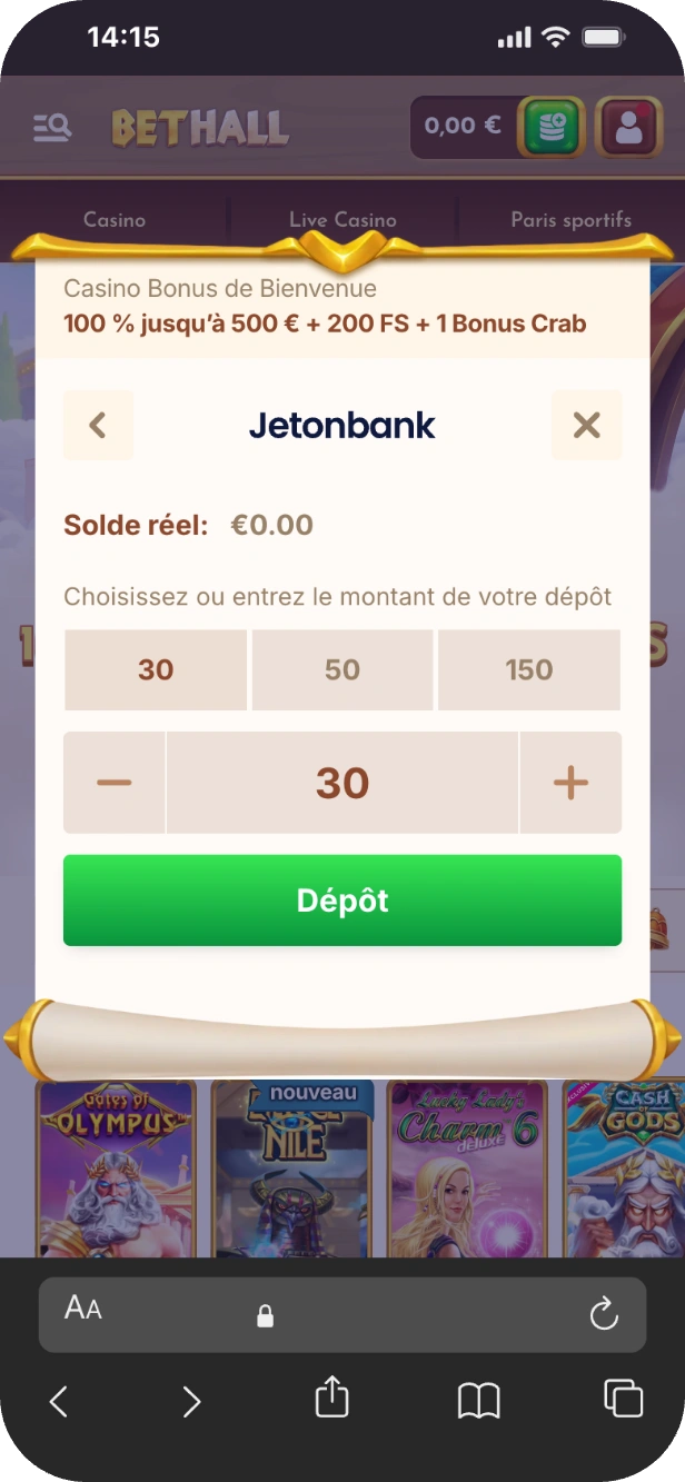Système de paiement Jetonbank bethall casino fr