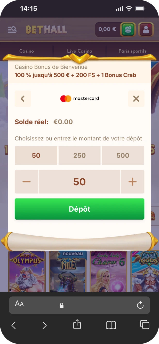 Système de paiement Mastercard sur bethall casino connexion