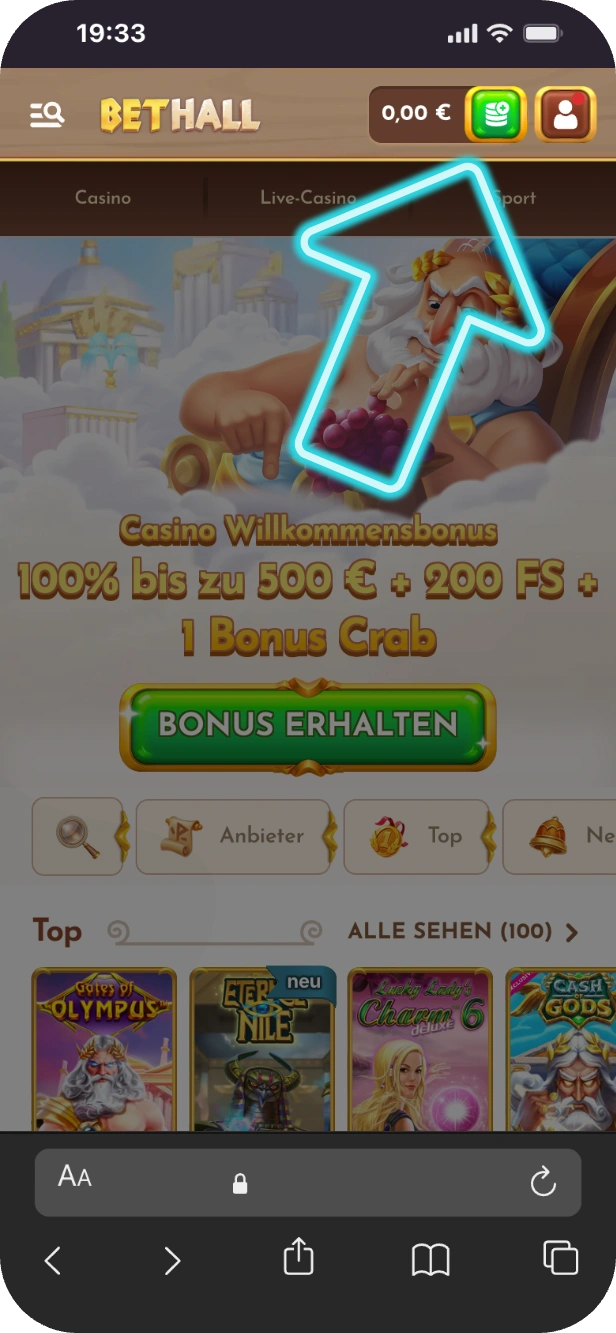 Bethall Einzahlung Button