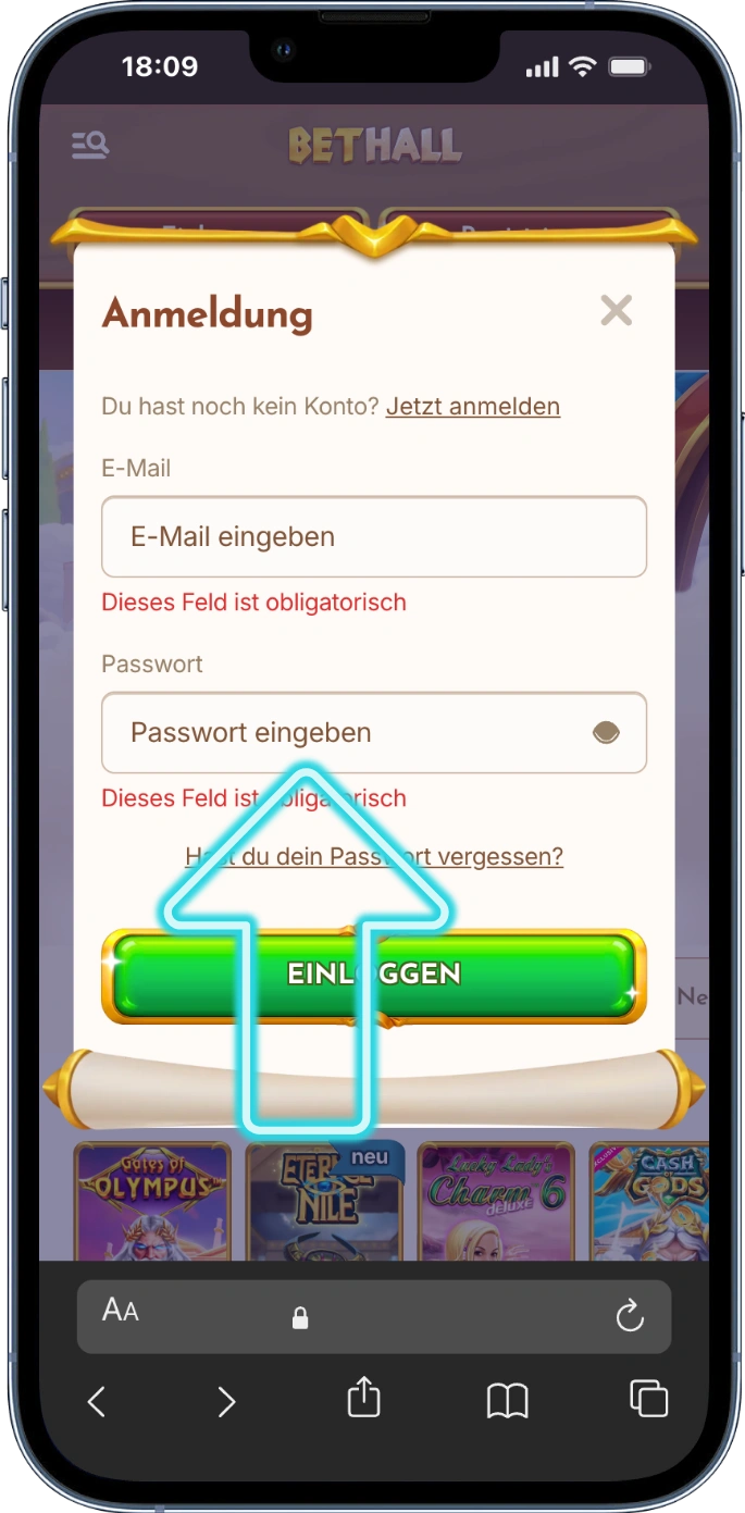 Bethall Login Passwort eingeben