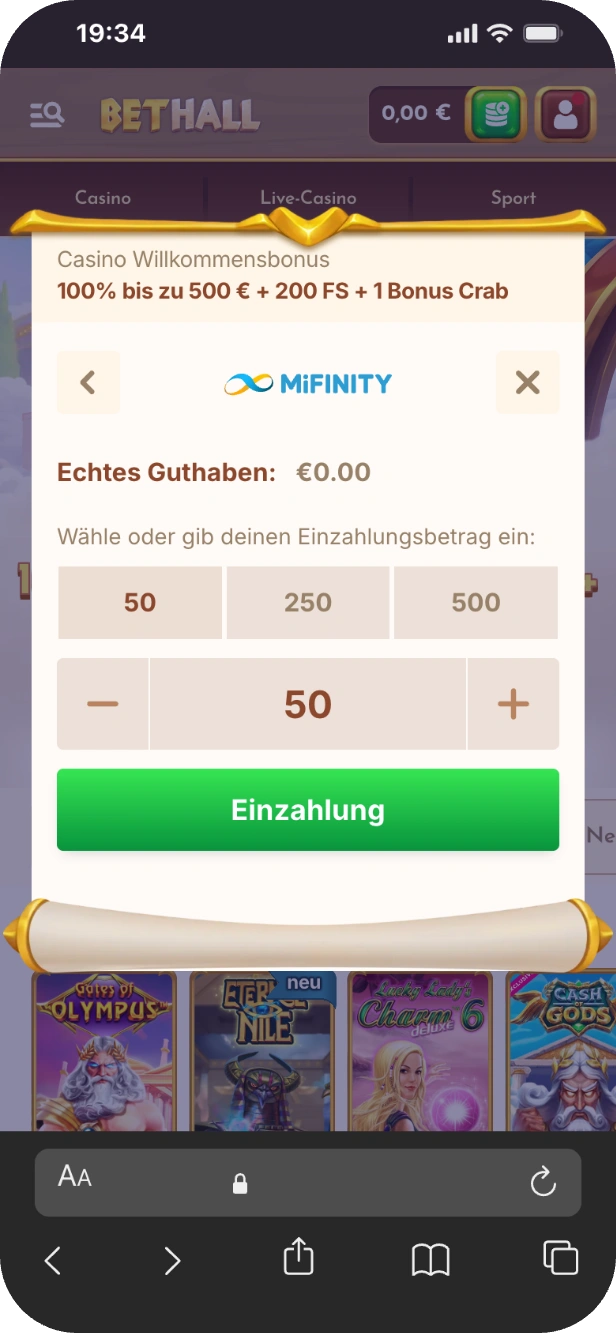 Bethall MiFinity Zahlung