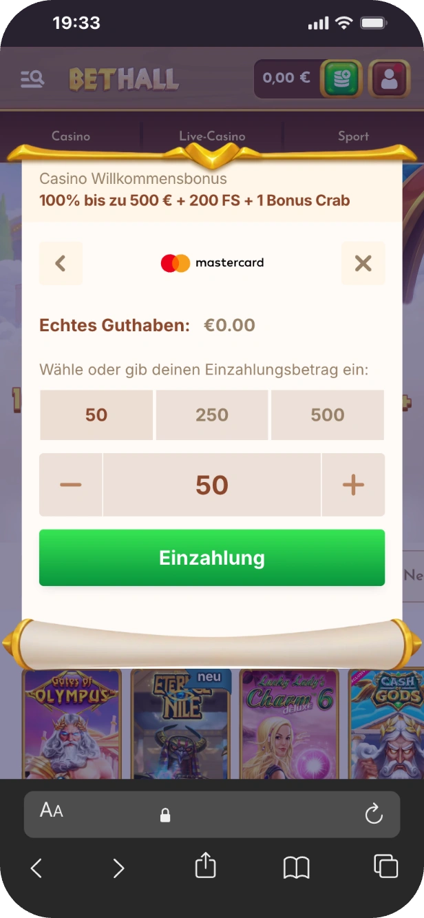 Bethall Mastercard Bezahlung